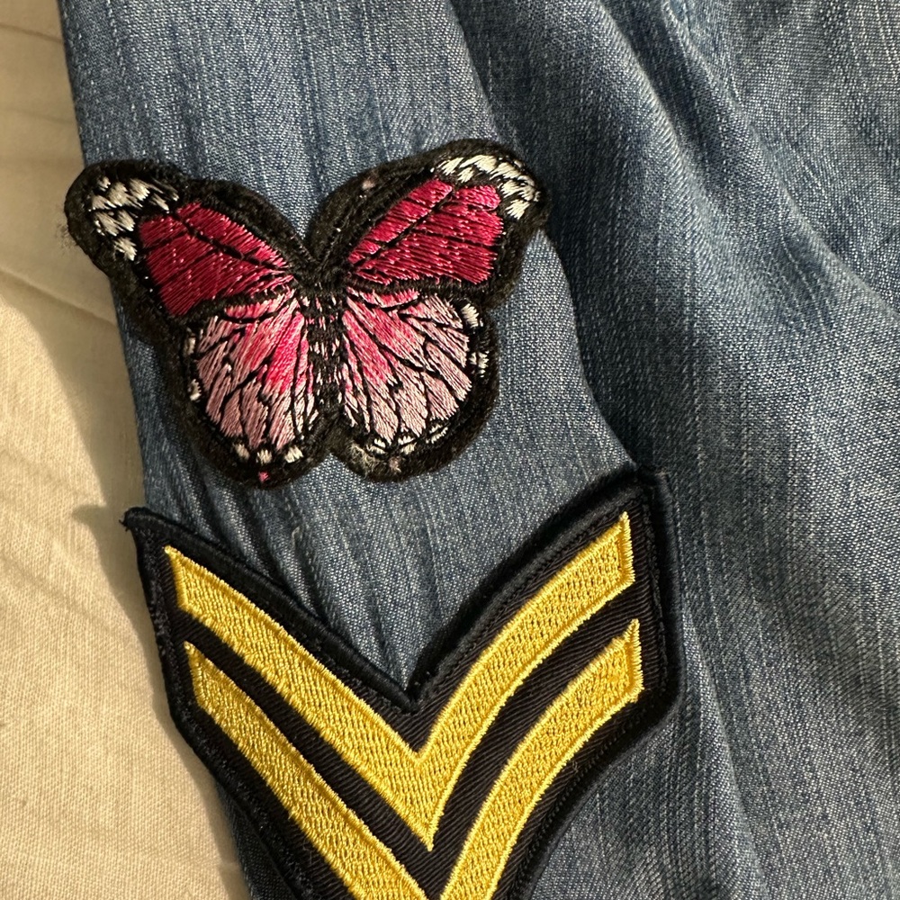 Rails Denim Patch Chambray Button Down Shirt, Xs - image 4